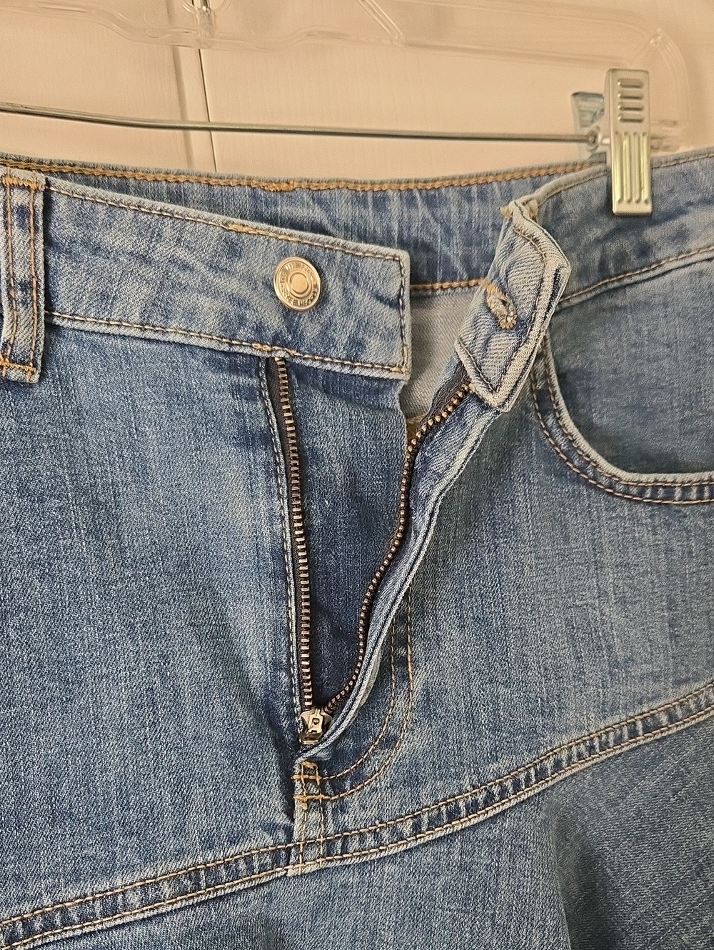 Free People Alara Midi Skirt Denim Jean Western Boho Asymmetrical Size 6 - Picture 9 of 15